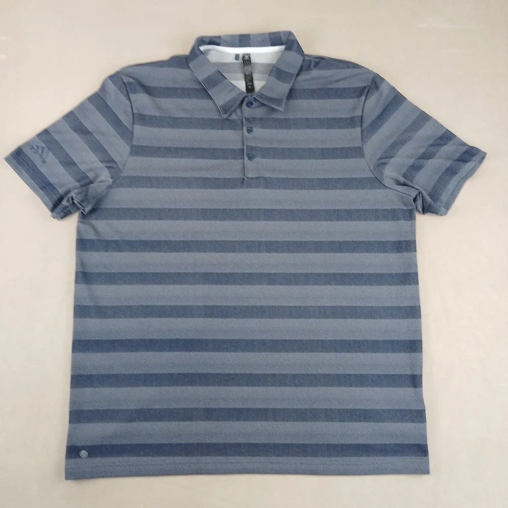 Adidas XL Mens Polo Shirt Golf Knit Stripes‎ 24x29